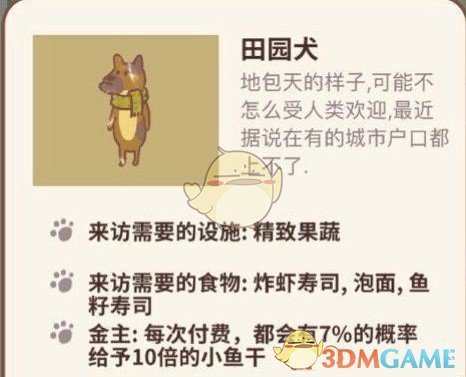 田园狗在动物餐厅的手机游戏中需要什么条件